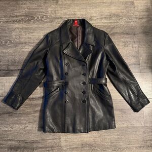 Double Breasted Leather Coat